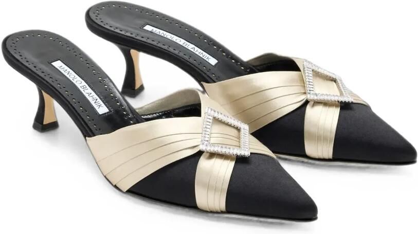Manolo Blahnik Vieras geplooide muiltjes met kristallen gesp Zwart - Foto 3