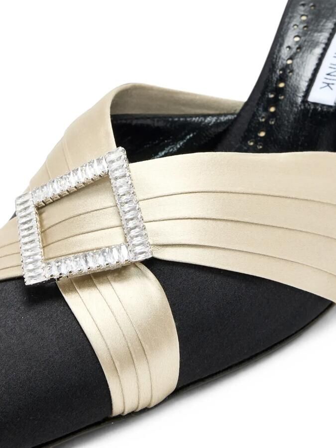 Manolo Blahnik Vieras geplooide muiltjes met kristallen gesp Zwart - Foto 2
