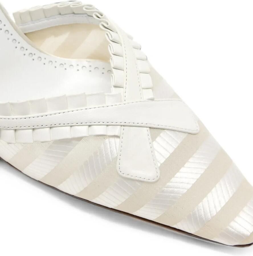 Manolo Blahnik Voluptia Visconti Hydra striped ruffled mules Wit - Foto 2