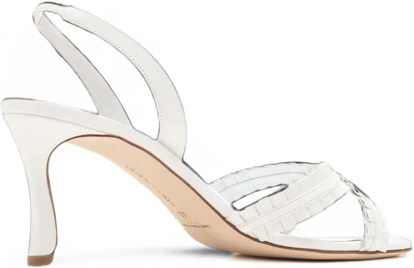 Manolo Blahnik Volusan leren sandalen met ruches Wit - Foto 4