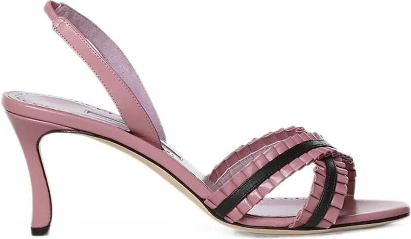 Manolo Blahnik Volusan slingback sandalen met ruches Roze