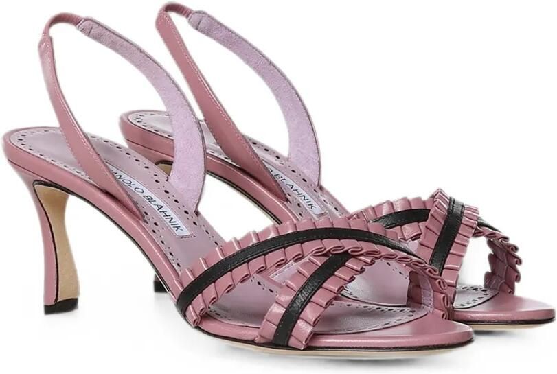 Manolo Blahnik Volusan slingback sandalen met ruches Roze - Foto 3