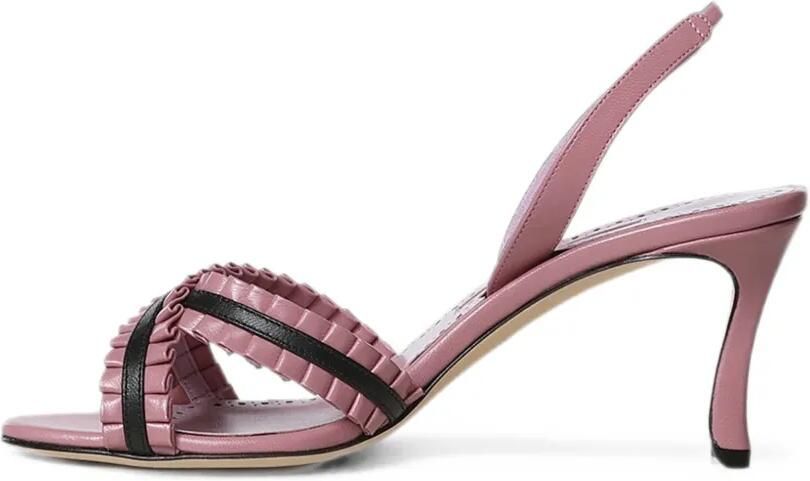 Manolo Blahnik Volusan slingback sandalen met ruches Roze - Foto 4