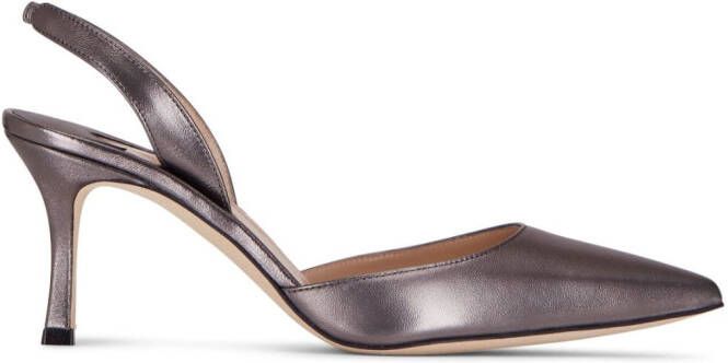 Manolo Blahnik Metallic slingback pumps Grijs