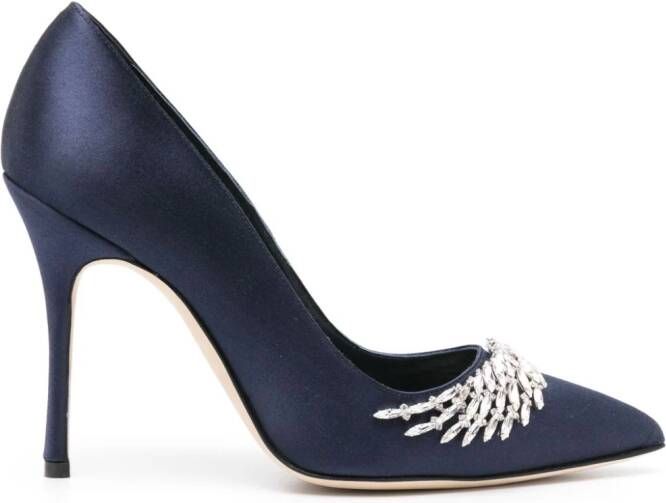 Manolo Blahnik Pluma pumps verfraaid met kristallen Blauw