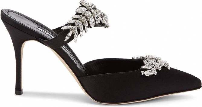 Manolo Blahnik 90m Lurum muiltjes Zwart