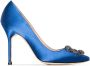 Manolo Blahnik royal blue Hangisi 105 satin pumps Blauw - Thumbnail 1