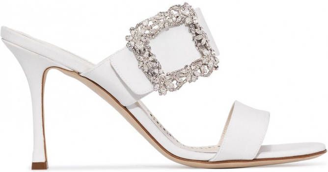 Manolo Blahnik Sandalen met dubbel bandje Wit