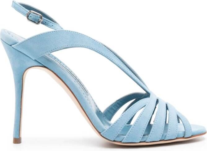 Manolo Blahnik Sardina suède sandalen Blauw