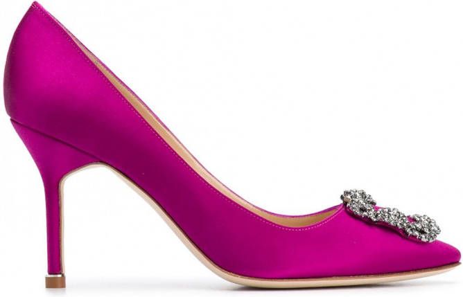 Manolo Blahnik Satijnen pumps Roze