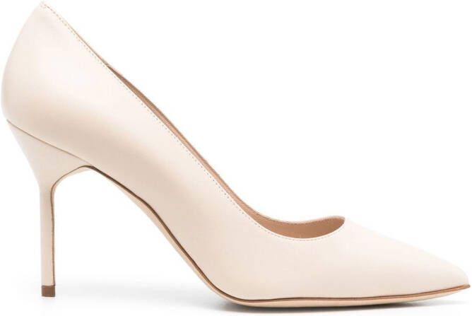 Manolo Blahnik - Escarpins à Bride Hauts En Velours Marron Avec Nœud Beige - Taille 40,5 Neuves