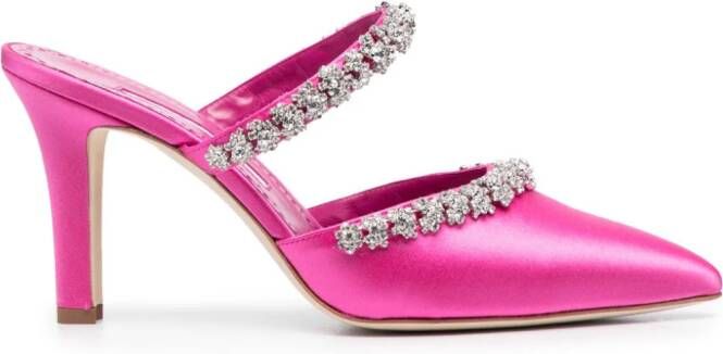 Manolo Blahnik Vedadamu 80mm crystal-embellished mules Roze