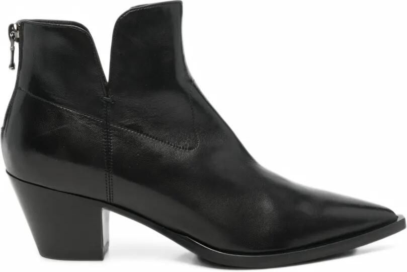 Mara bini pointed-toe leather ankle boots Zwart