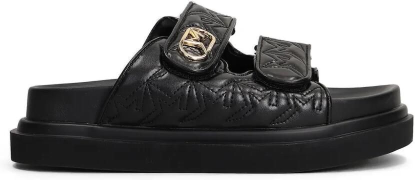 Marc Ellis Calipso 002 sandalen met klittenband en logoplakkaat Zwart