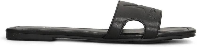 Marc Ellis Emi sandalen met logo-reliëf en uitgesneden details Zwart