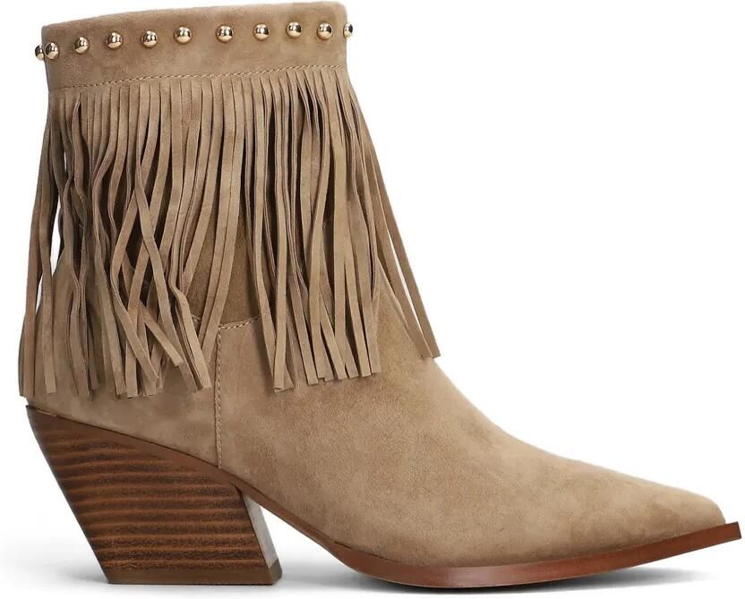 Marc Ellis Enkellaarzen met franje en studs Beige