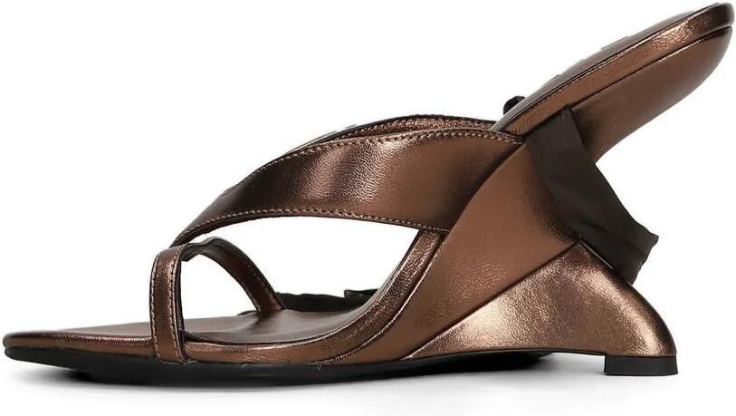 Marc Ellis Sandalen met striksluiting en sleehak Bruin