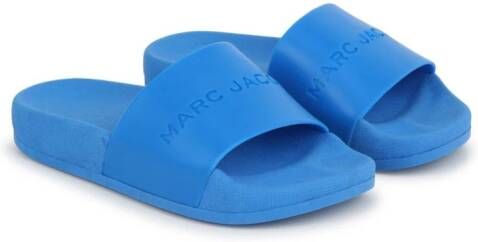 Marc Jacobs Kids Slippers met logo-reliëf en afwerking met textuur Blauw