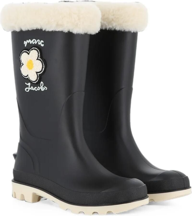 Marc Jacobs Kids Regenlaarzen met bloe patch en lammy afwerking Zwart