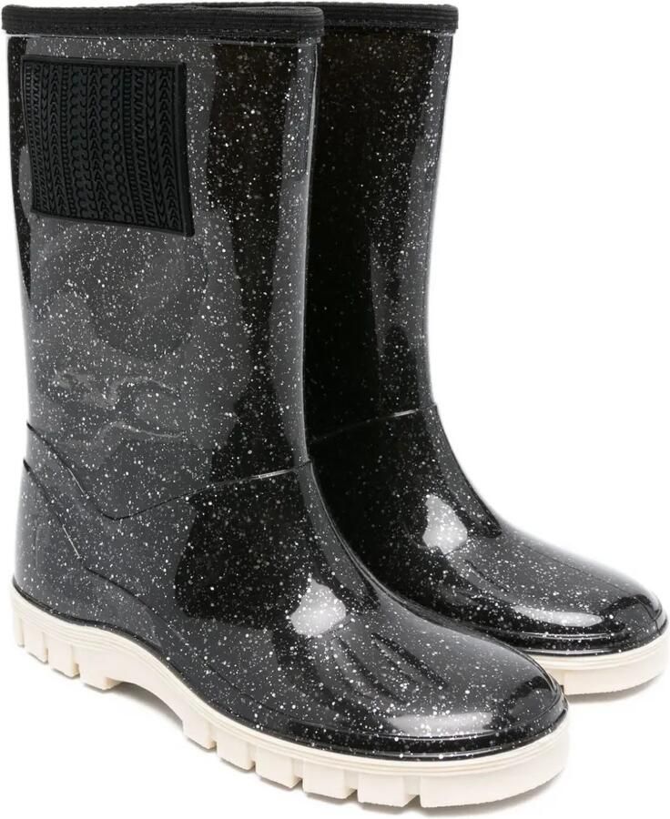 Marc Jacobs Kids Rubberen laarzen met glitterdetail Zwart