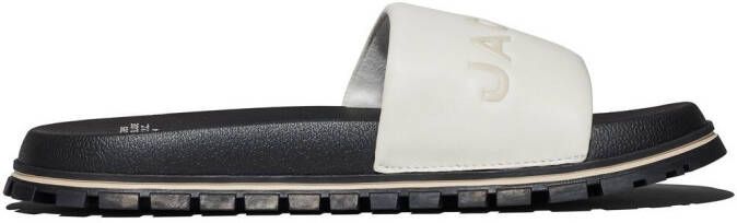 Marc Jacobs The Leather Slide slippers met logo-reliëf Wit