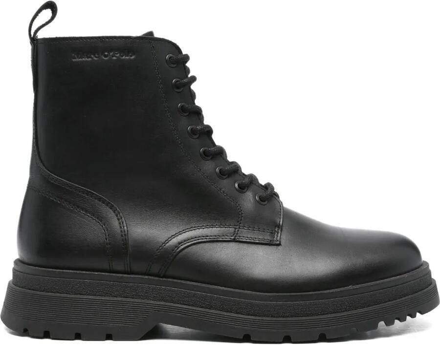 Marc O'Polo 45 mm leren veterlaarzen Zwart
