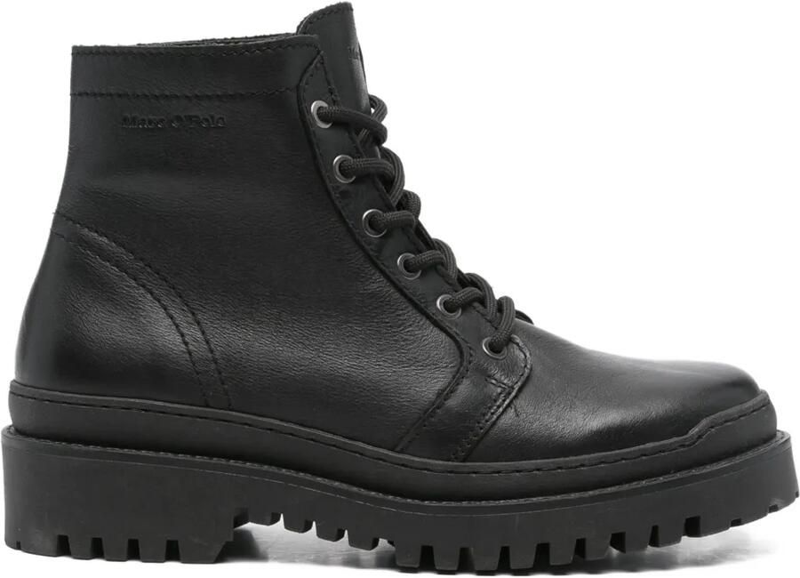 Marc O'Polo 55 mm leren veterlaarzen Zwart