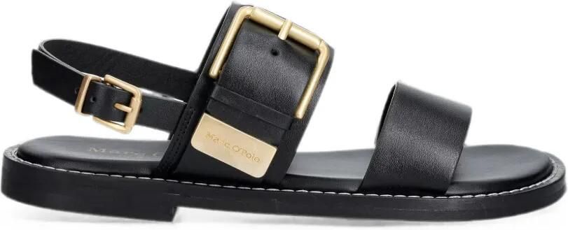 Marc O'Polo Leren sandalen met gesp Zwart