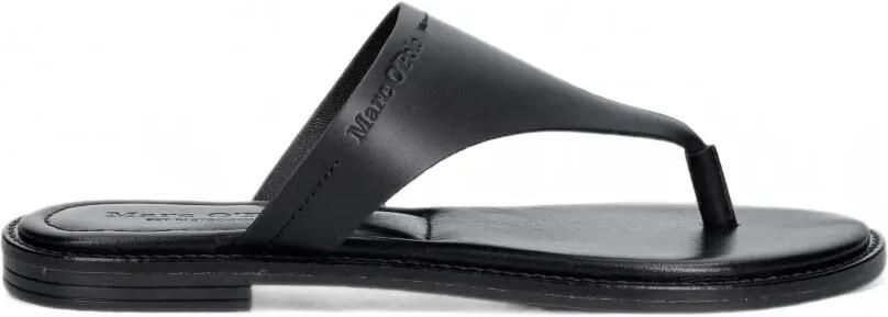 Marc O'Polo Leren sandalen met logo-reliëf Zwart