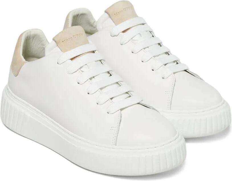 Marc O'Polo Leren sneakers met plateauzool Wit - Foto 3