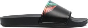 Marcelo Burlon County of Milan Slippers met vleugelprint Zwart