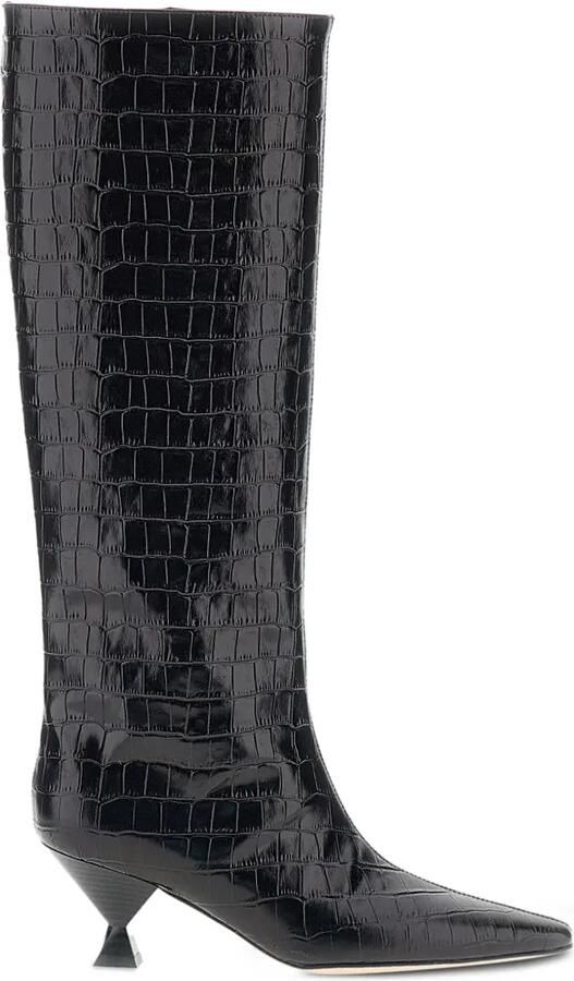 MARIA LUCA Noa croc-effect knee-high boots Zwart