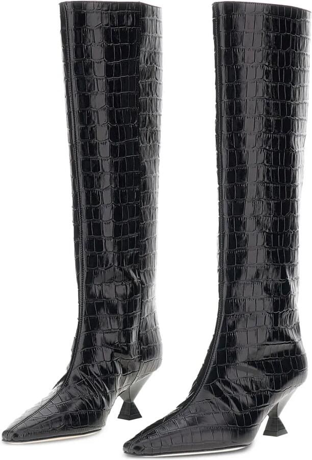 MARIA LUCA Noa croc-effect knee-high boots Zwart - Foto 3