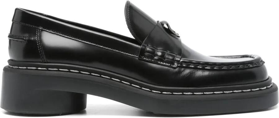 Marine Serre 50 mm leren loafers Zwart
