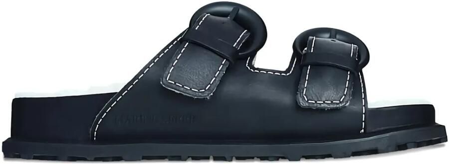 Marine Serre Leren sandalen Zwart