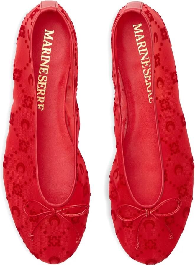 Marine Serre Mesh ballerina's met monogram Rood - Foto 3