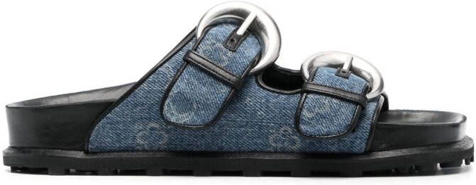 Marine Serre Regenerated sandalen met monogram Blauw