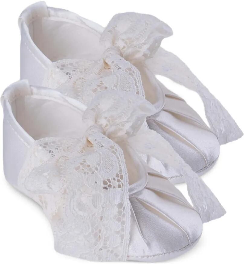 MARLU' couture Ballerina's met kanten afwerking en plooien Wit