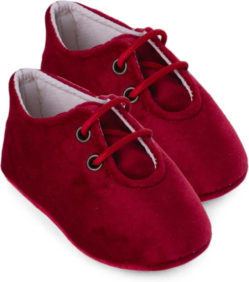 MARLU' couture Fluwelen veterlaarzen Rood