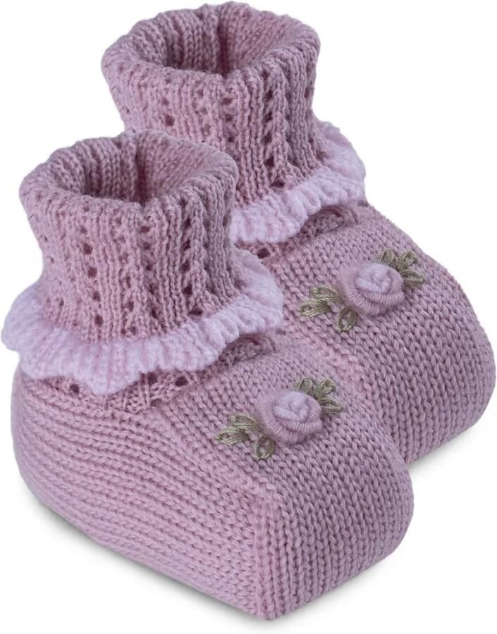 MARLU' couture Gebreide slippers met bloemdetail Roze