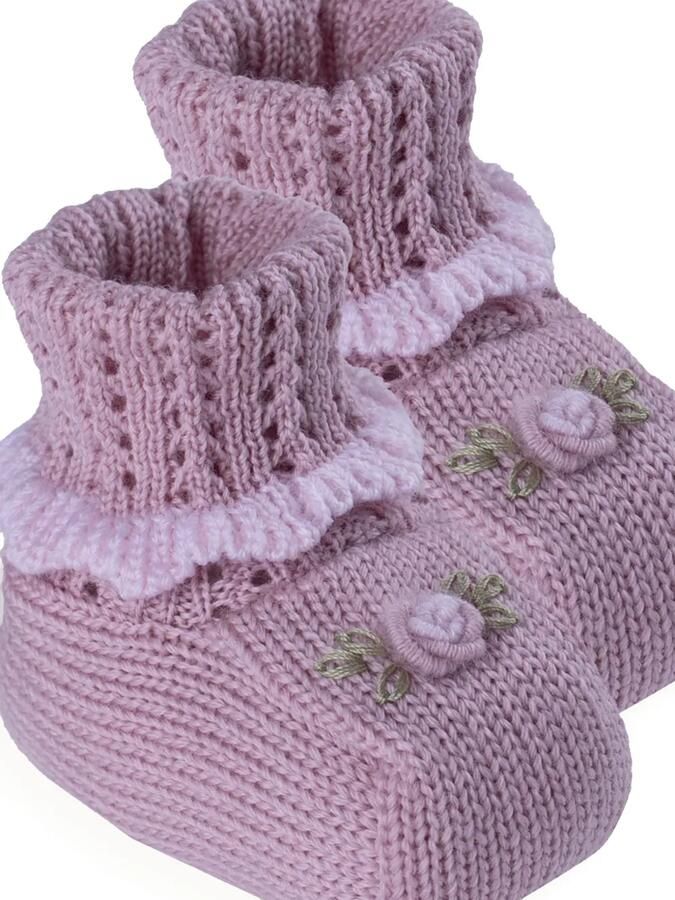 MARLU' couture Gebreide slippers met bloemdetail Roze - Foto 2
