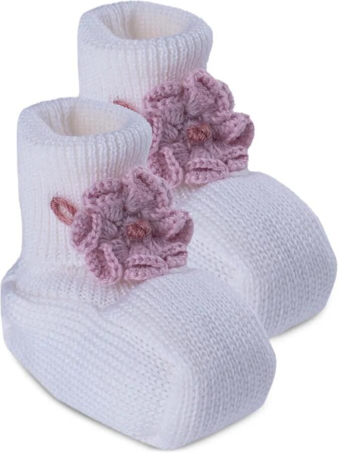 MARLU' couture Gebreide slippers met bloemdetail Wit