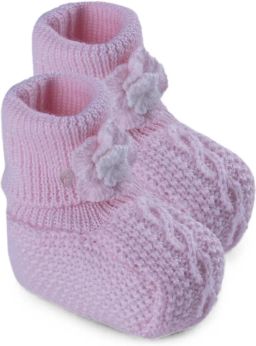 MARLU' couture Kabelgebreide slippers met bloemapplicatie Roze