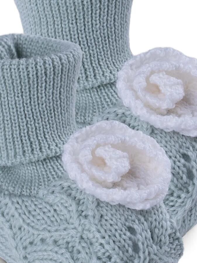 MARLU' couture Kabelgebreide slippers met bloe detail Groen