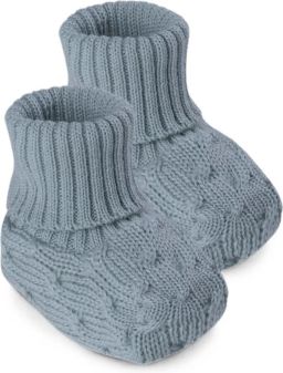 MARLU' couture Kabelgebreide slippers met geribbelde chetten Blauw