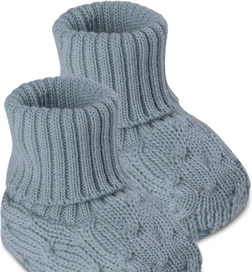 MARLU' couture Kabelgebreide slippers met geribbelde chetten Blauw - Foto 2