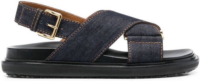 Marni Denim sandalen met gekruiste bandjes Blauw