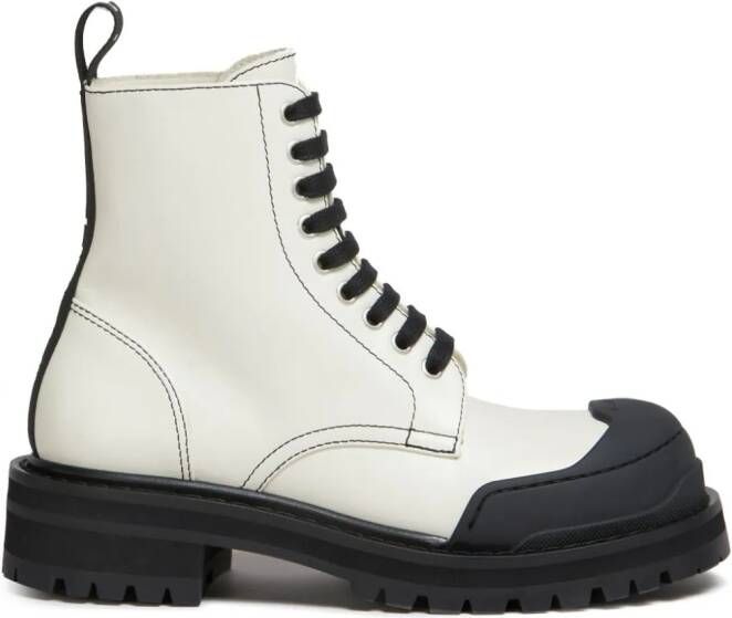 Marni Dada Army leren combat boots Wit