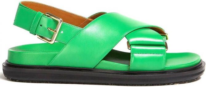 Marni Fussbett sandalen met gekruiste bandjes Groen