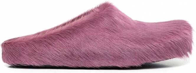 Marni Fussbett Sabot slippers met kalfshaar Paars